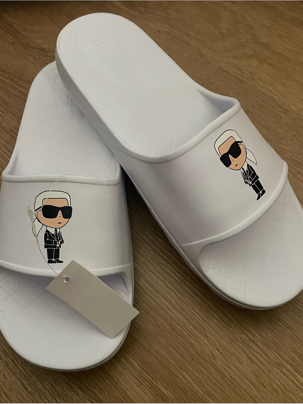 Karl Lagerfeld White Logo Slide Sandals